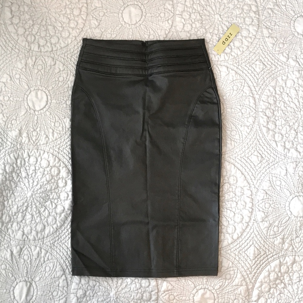 NWT pleather black pencil skirt